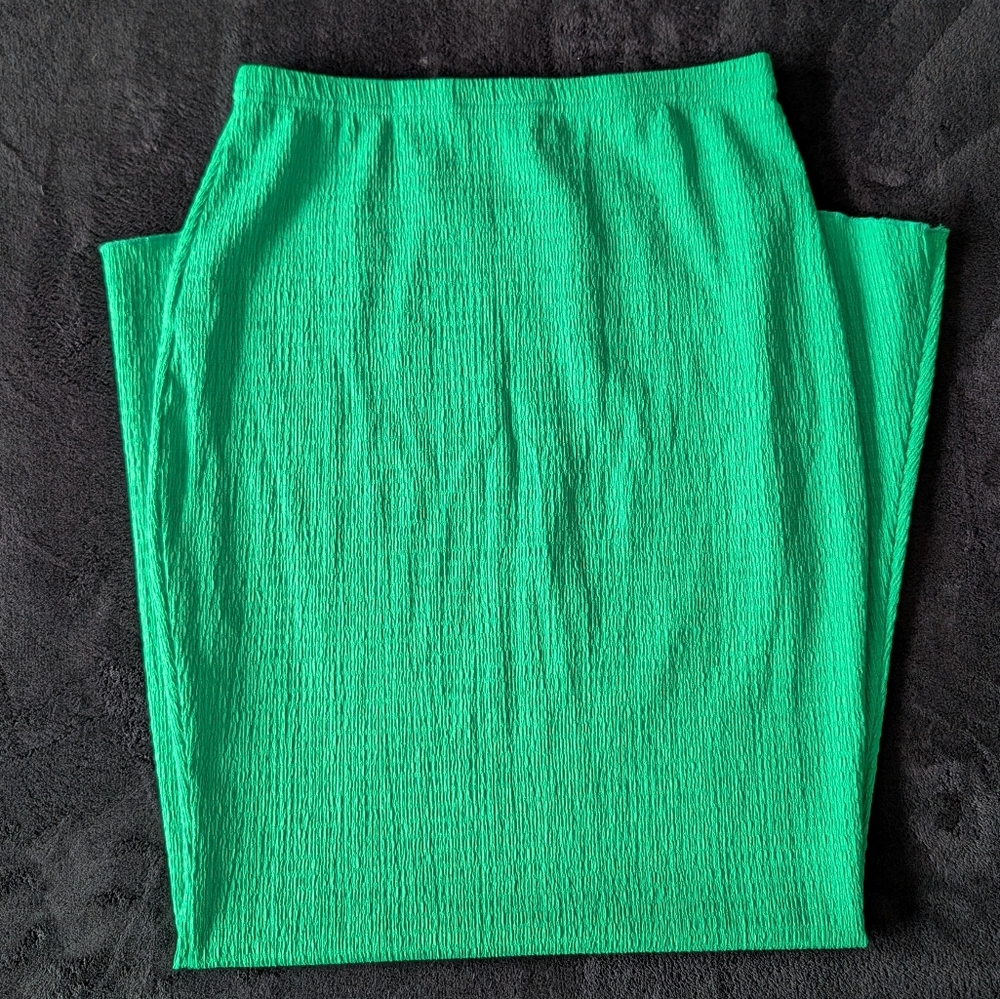 Resortwear Summer Vacation Coord Set Midi Skirt Halter Top Smocked Crop Green M - Picture 6 of 13